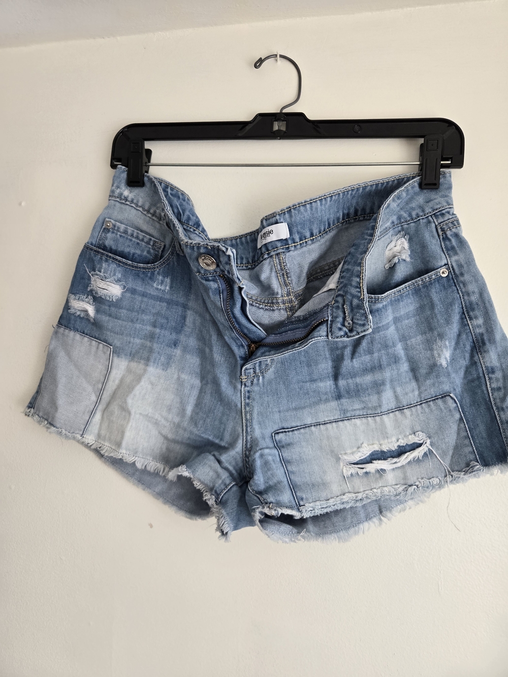 Casual Light Blue Distressed Denim Jean Shorts